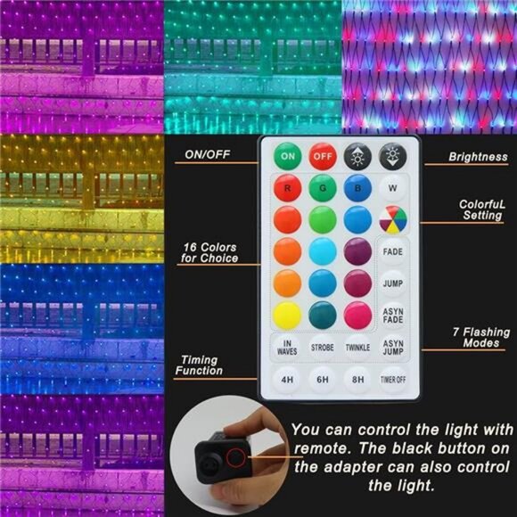 RGB Net Lights, Christmas Color Changing LED Mesh Lights, 14.8x4.9 ft 240 LED - Picture 3 of 7